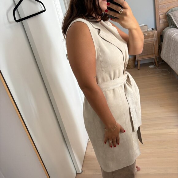 Zara FAUX SUEDE BELTED VEST - Tan - XS - Picture 3 of 5